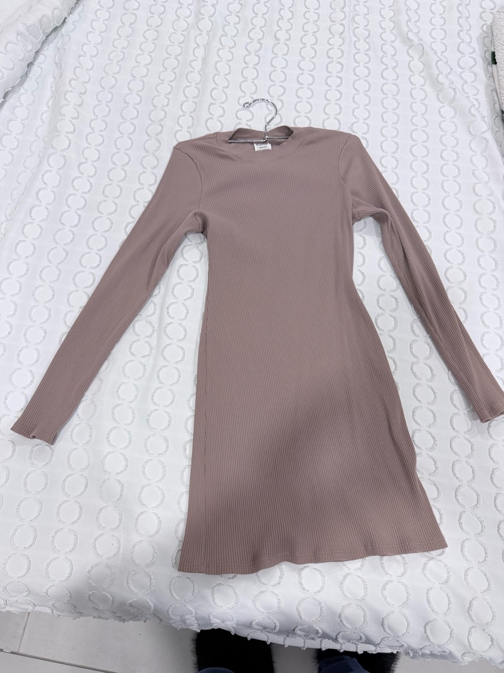PINK Victoria's Secret Mauve Ribbed Long Sleeve Dress